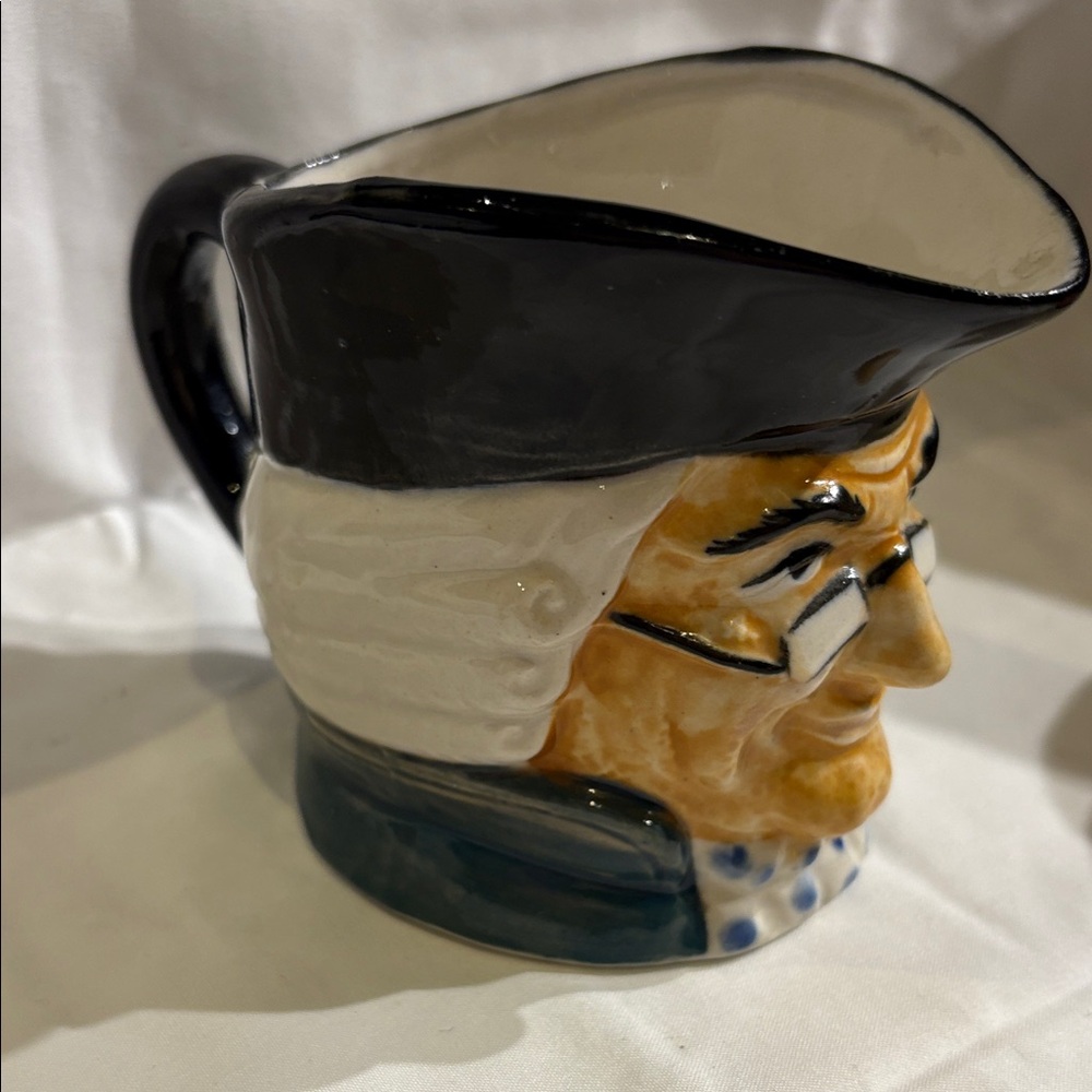 Vintage "Ben Franklin" Character Face Glossy Finish Mug/Creamer 3” Tall